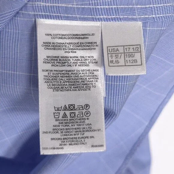 Brooks Brothers Men’s REGENT NON-IRON Cotton LS Plaid Shirt 17 1/2 - 4/5 - Picture 10 of 10